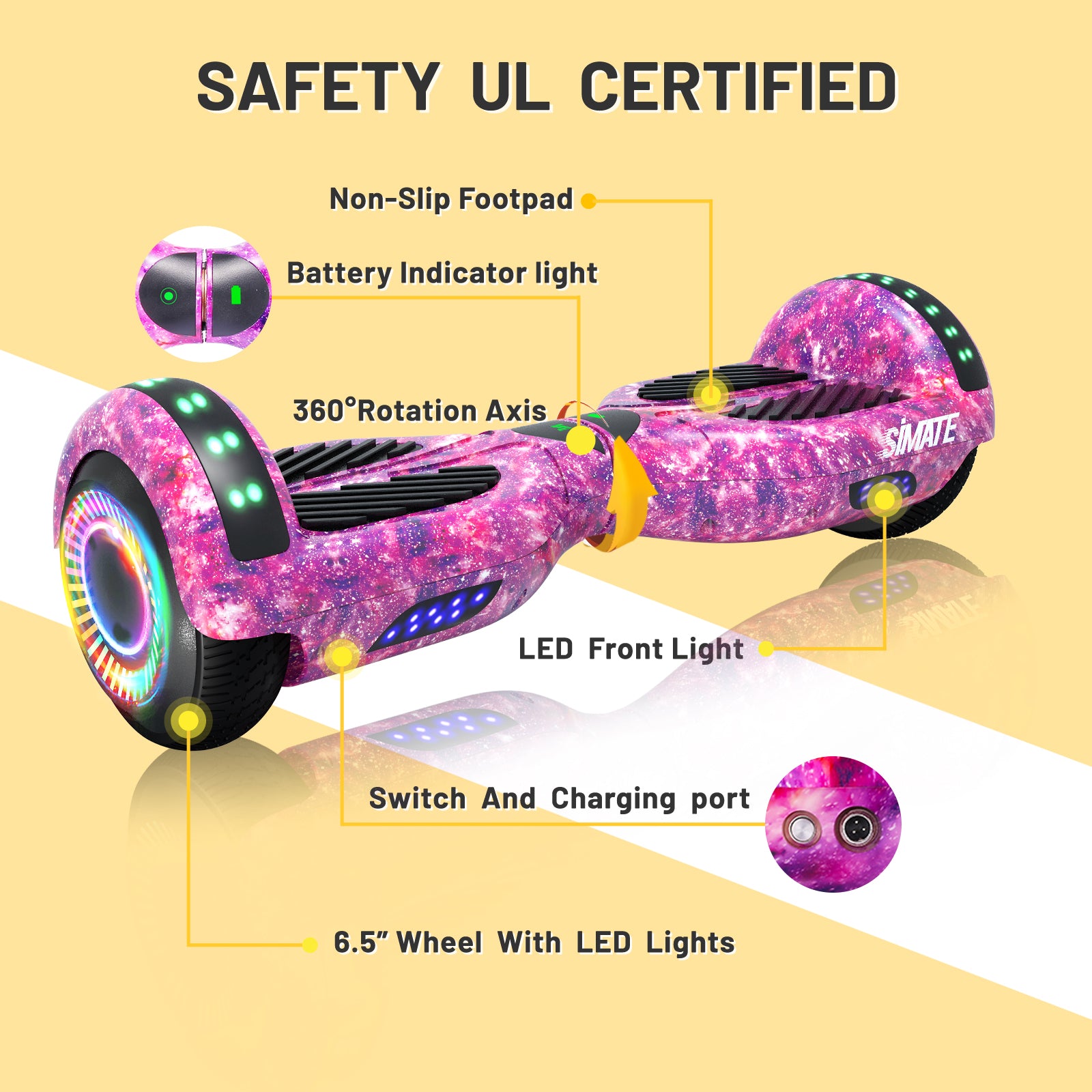 Yellow light 2024 on hoverboard