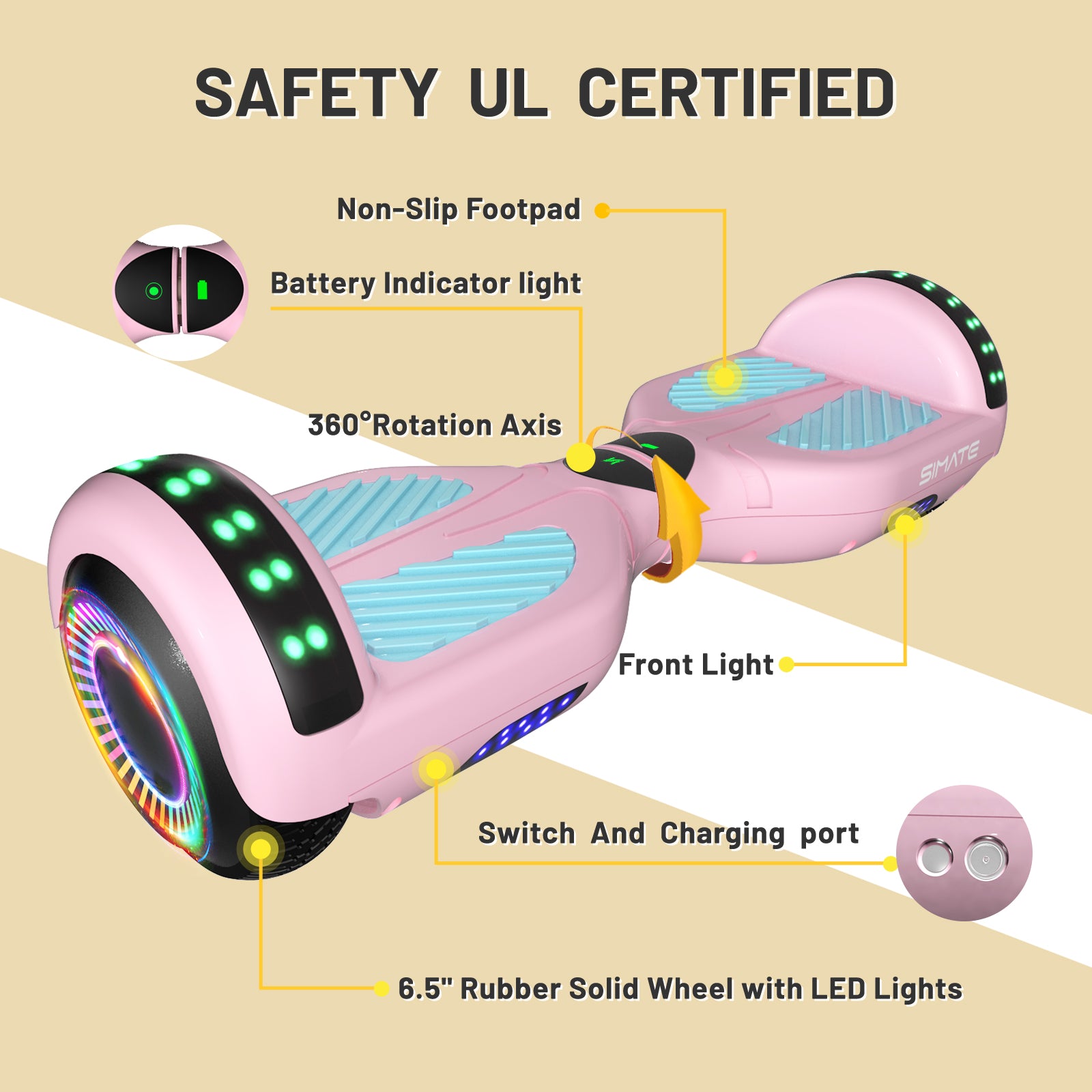 Yellow light 2024 on hoverboard