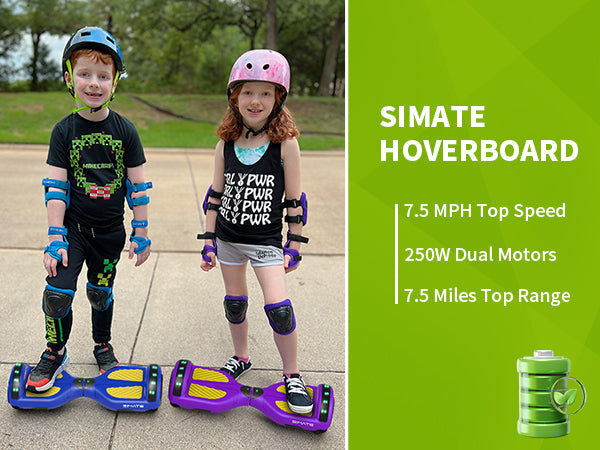 SIMATE Hurricane Tunnel LED Hoverboard 6.5 8.5Mph 8 Miles