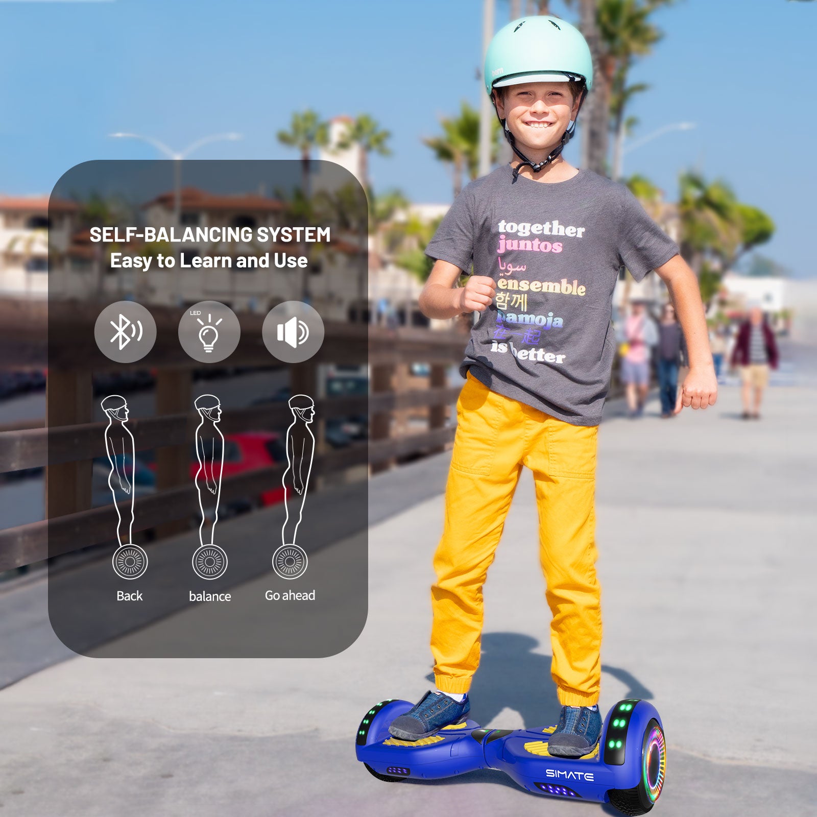 Apato Bluetooth Hoverboard 6.5 7.3 Mph 7.5 Miles Range Blue