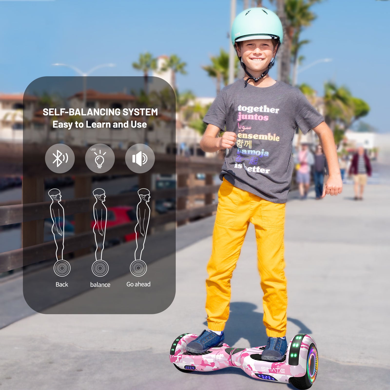 Apato Bluetooth Hoverboard 6.5 7.3 Mph 7.5 Miles Range Pink